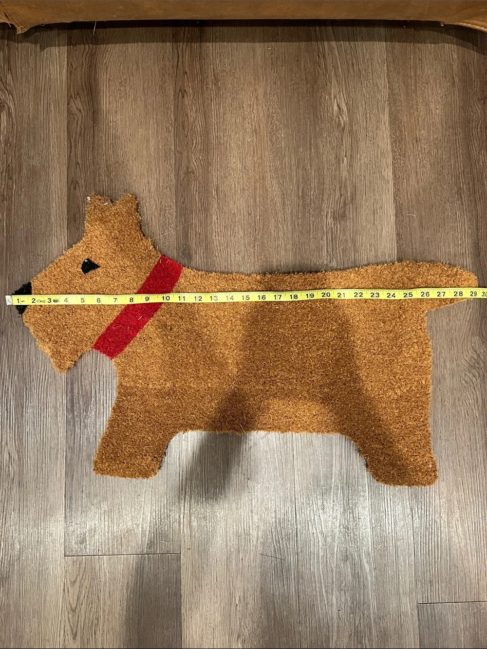 Brown Dog-Shaped Doormat with Red Collar - Pet Welcome Mat